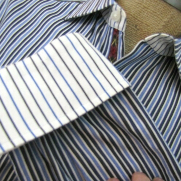 ROBERT GRAHAM Large Button Shirt Flip Cuff Striped - Picture 3 of 7